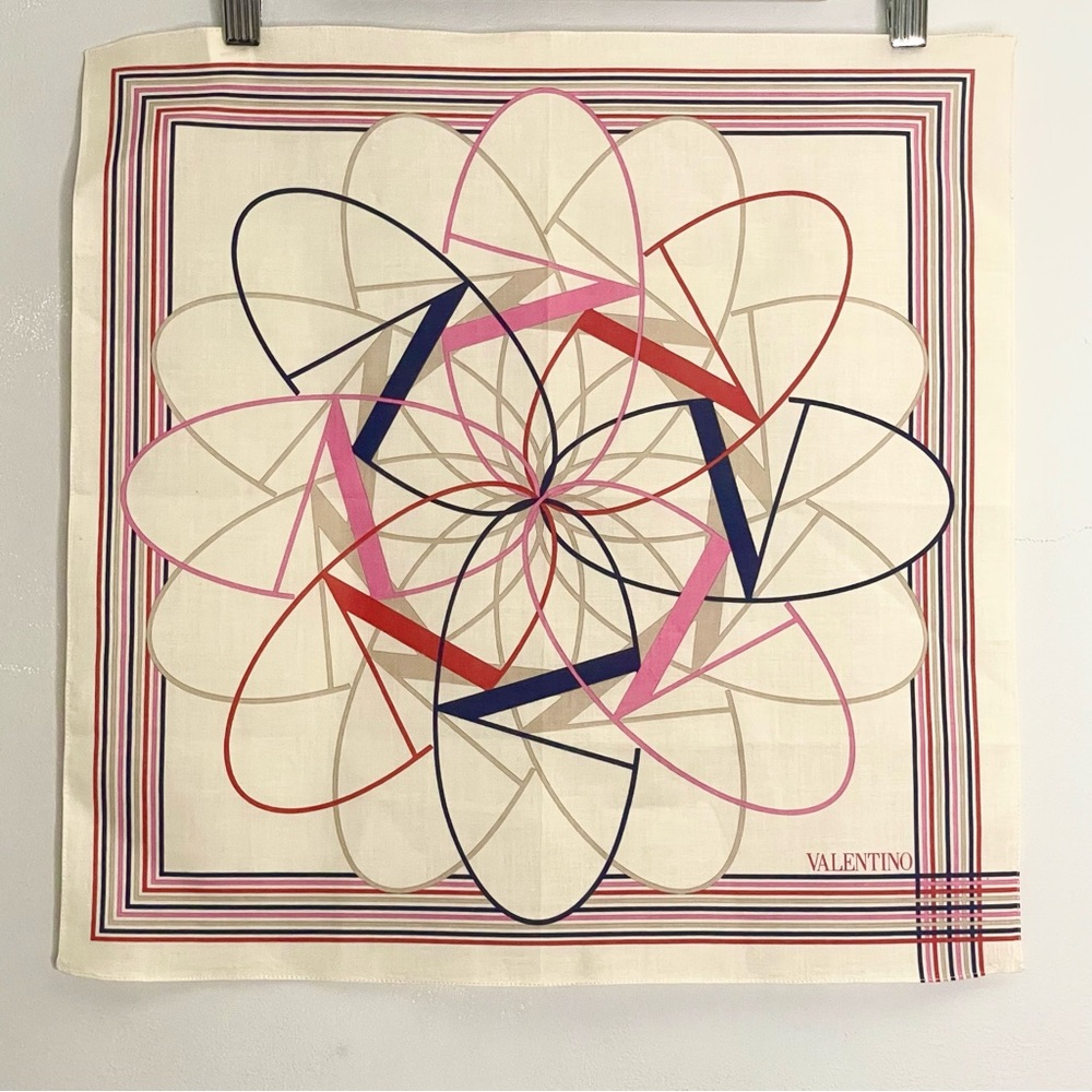 VALENTINO Geometric Logo Pattern Cotton Scarf